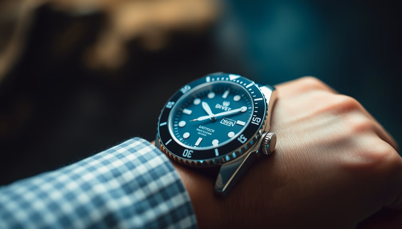 dive computer wrist in editorial style