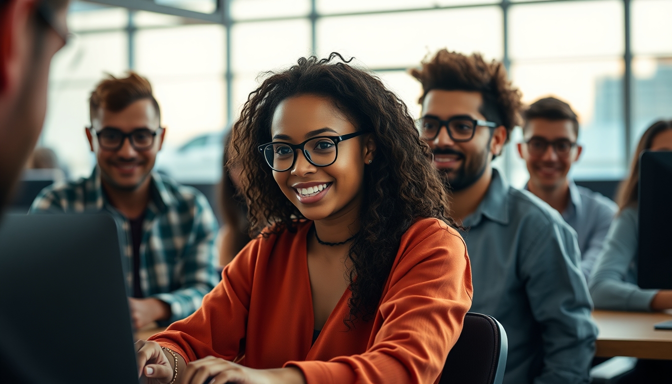 Time de engenharia de software em coworking brasileiro em estilo editorial