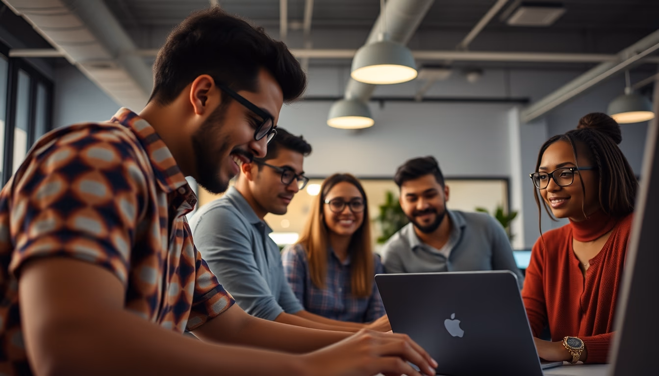 diverse software engineering team in modern co-working space in editorial style