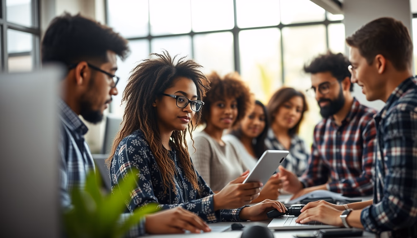 diverse software engineering team in modern co-working space in editorial style