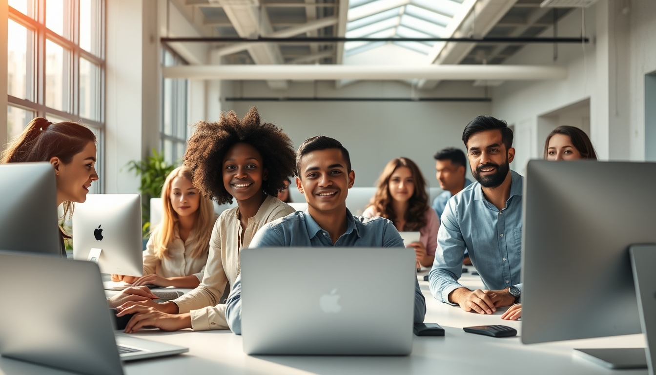 Time de engenharia de software em coworking brasileiro em estilo editorial