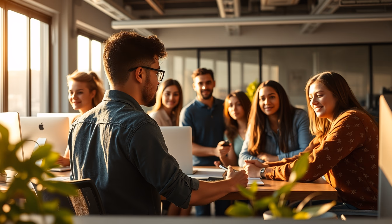 diverse software engineering team in modern co-working space in editorial style
