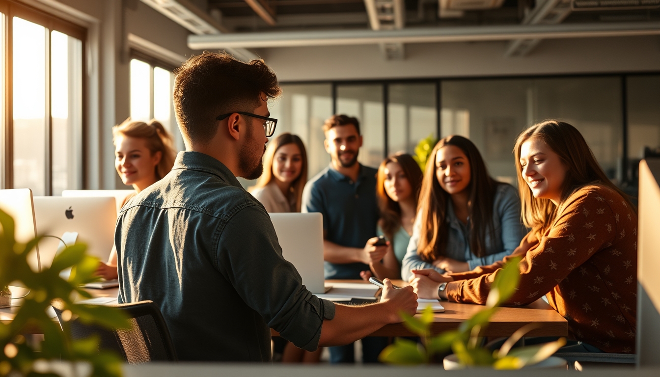 Time de engenharia de software em coworking brasileiro em estilo editorial