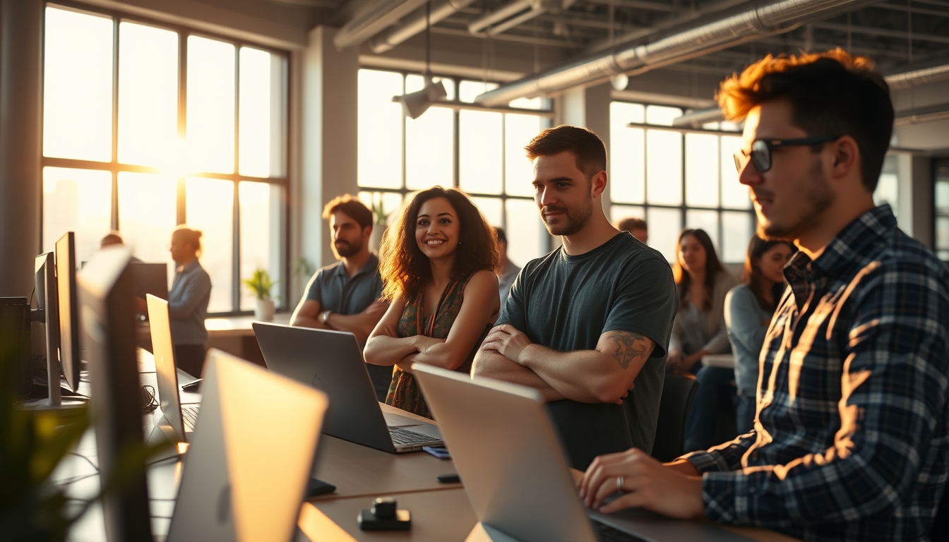 diverse software engineering team in modern co-working space in editorial style