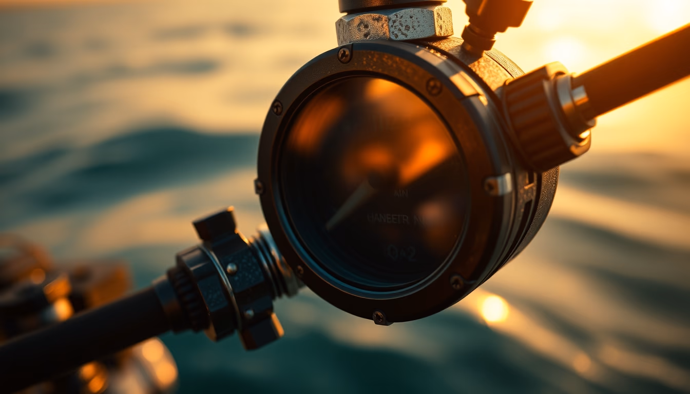 diving regulator detail in editorial style