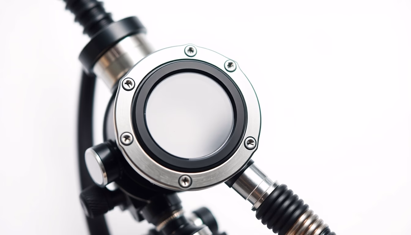 diving regulator detail in editorial style