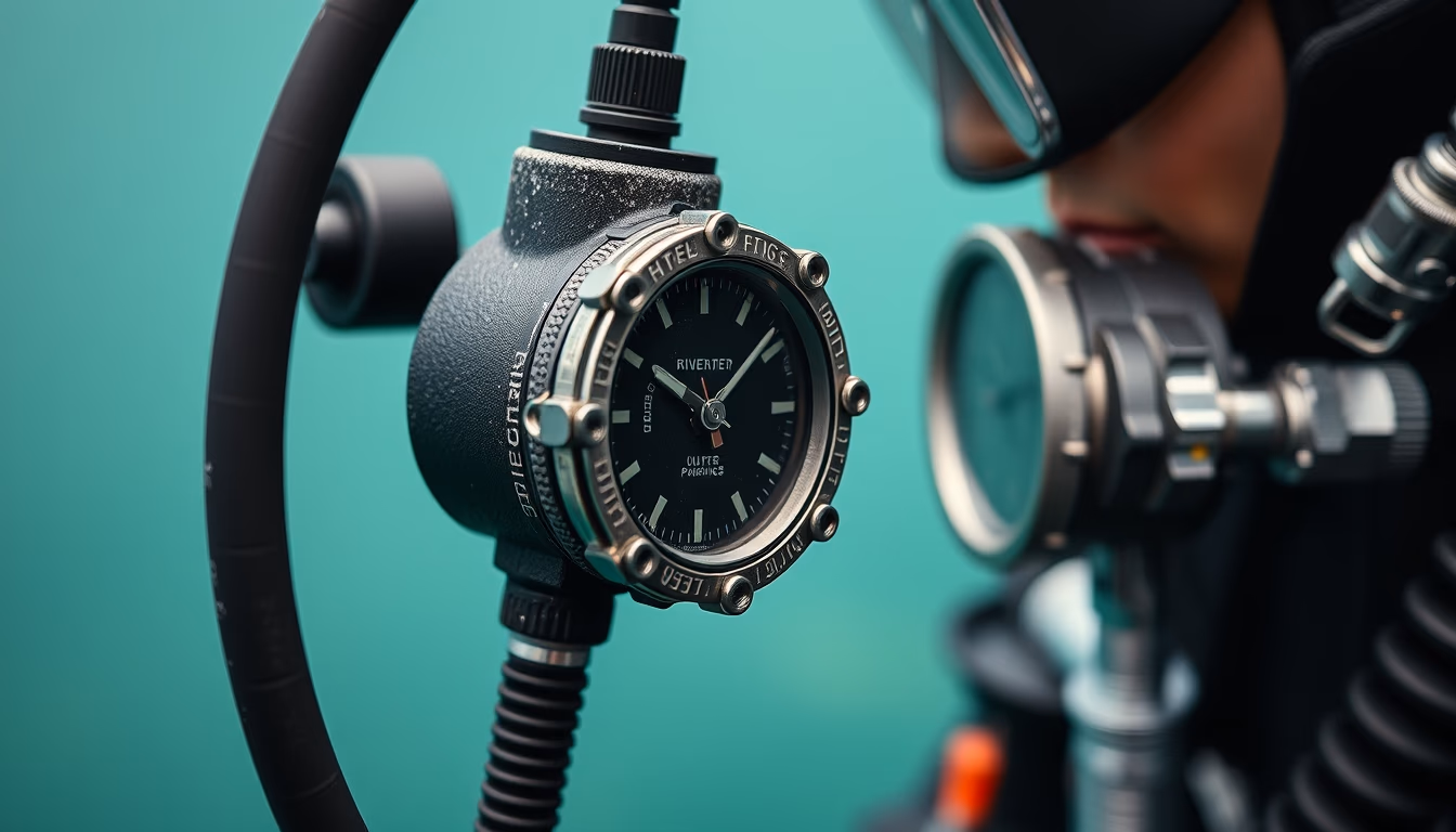 diving regulator detail in editorial style