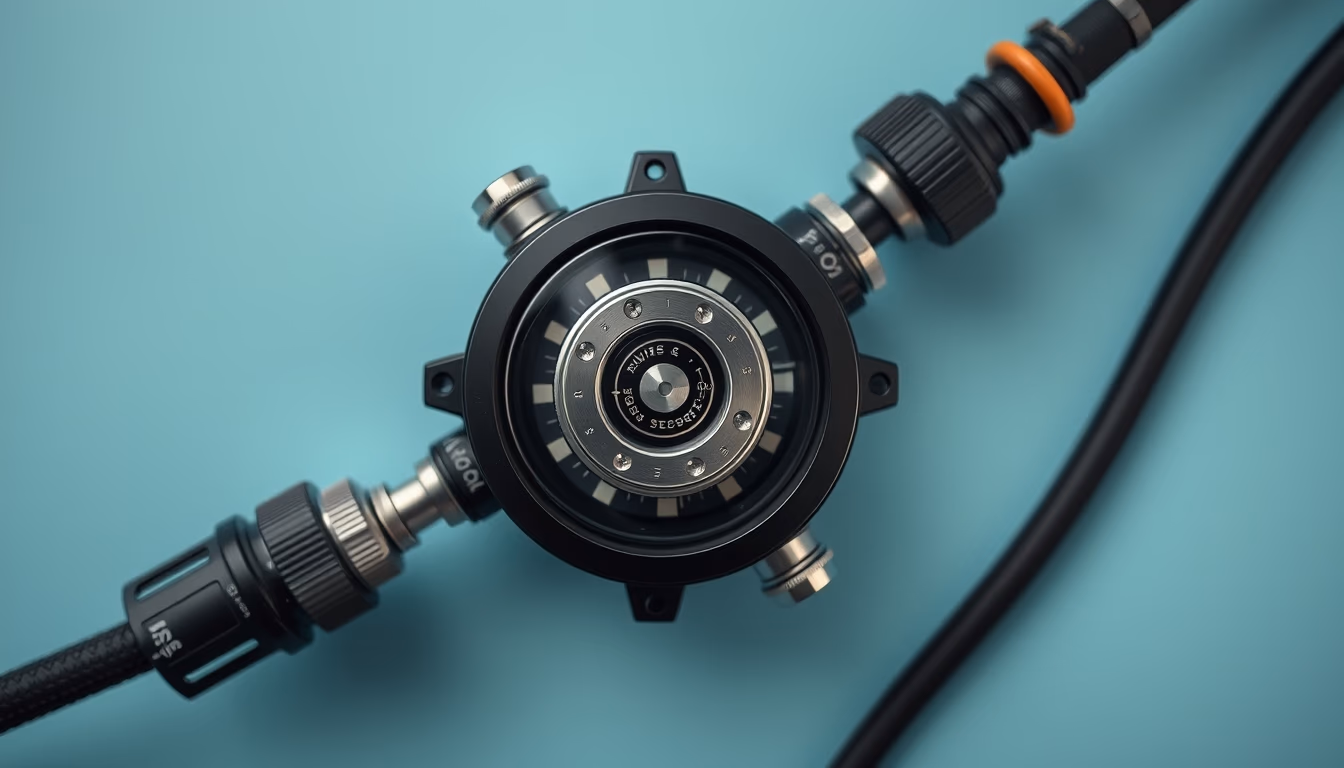 diving regulator detail in editorial style