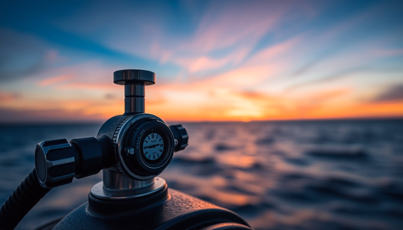 diving regulator detail in editorial style