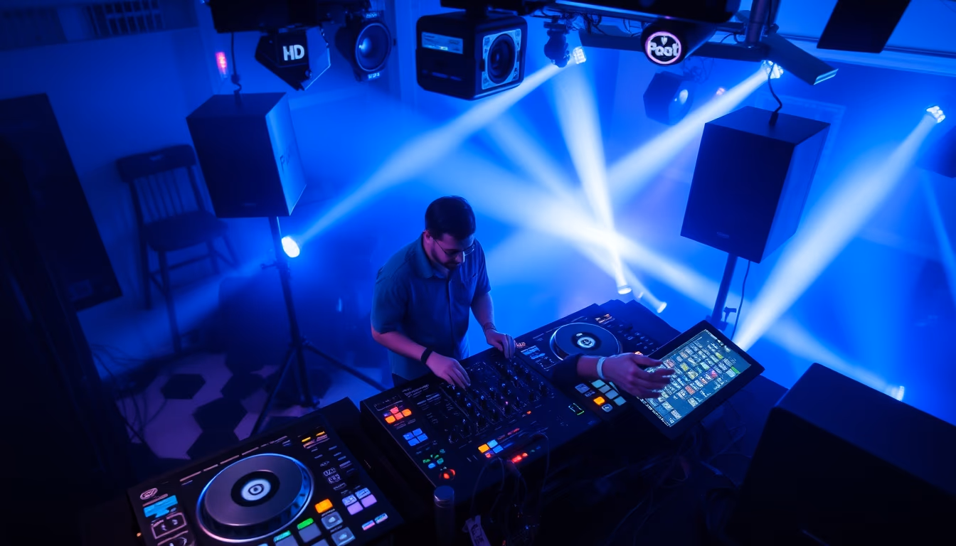 dj equipment club setup in editorial style