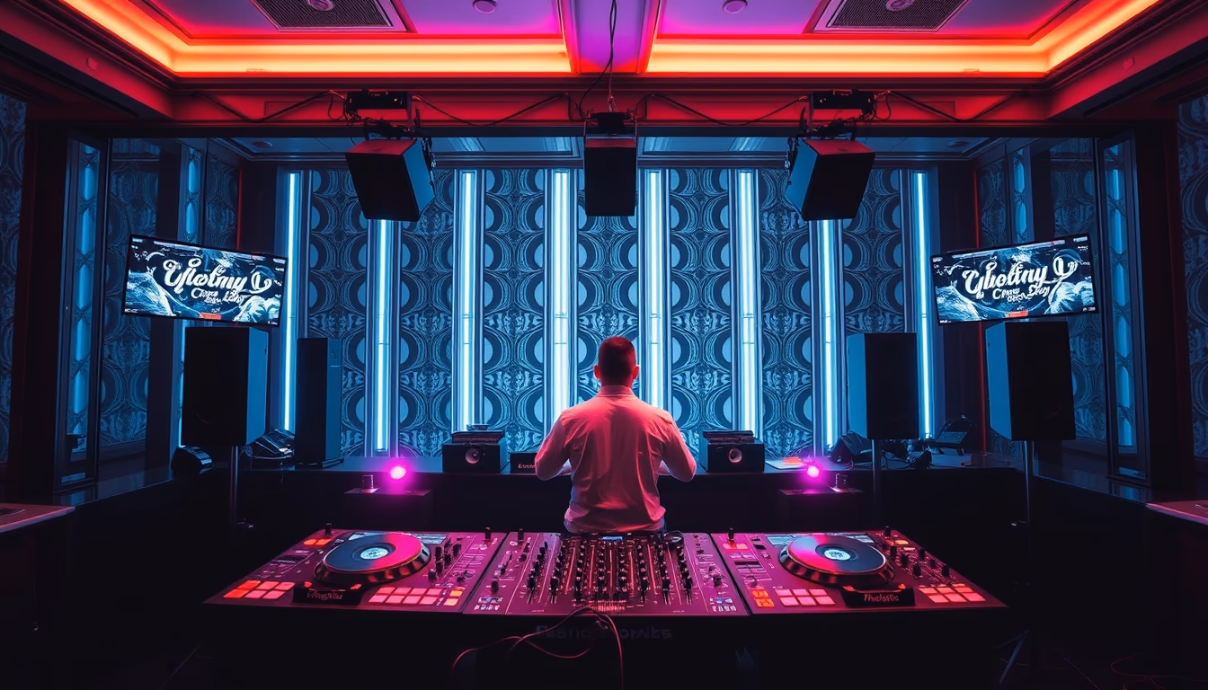 dj equipment club setup in editorial style