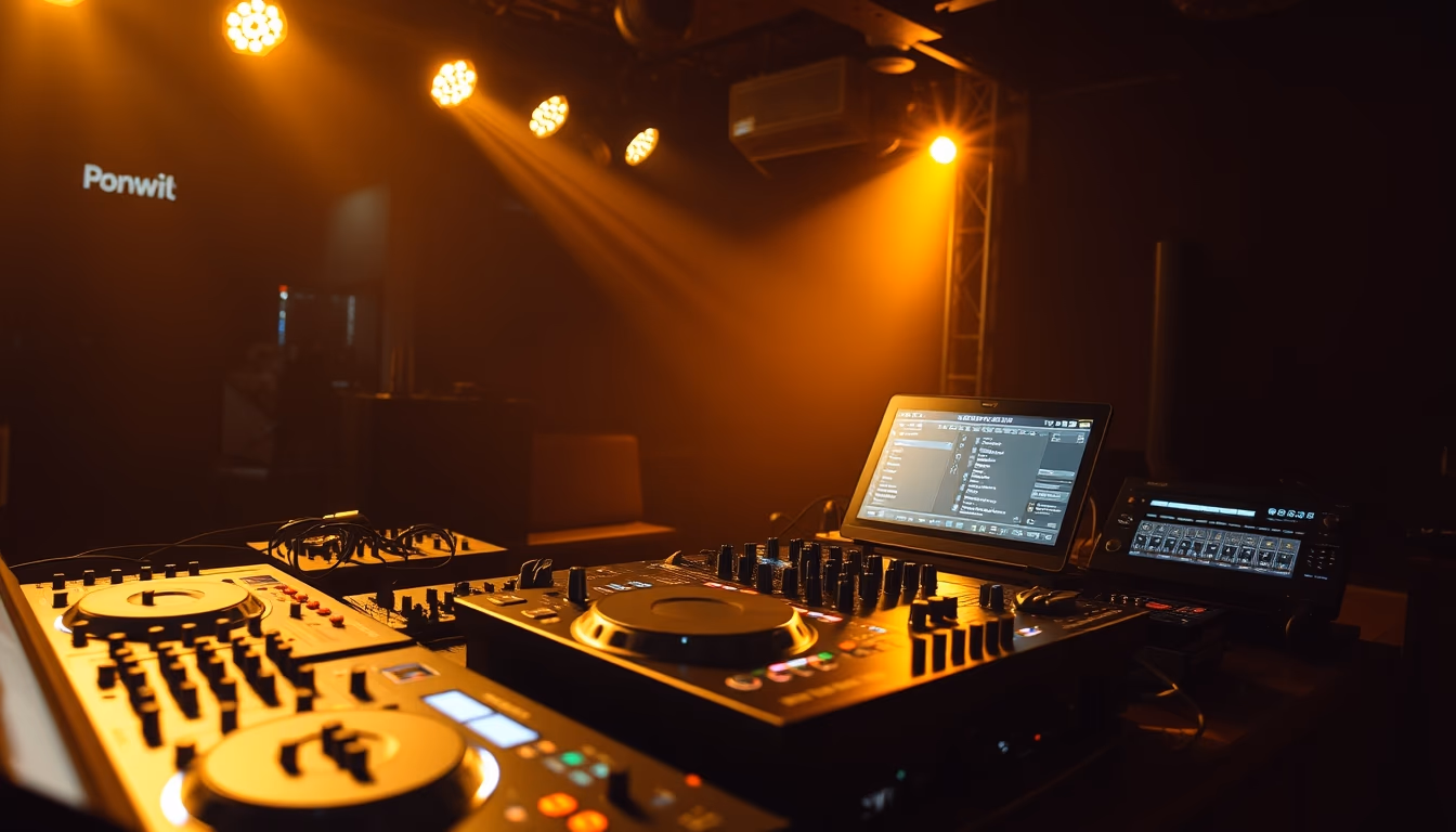 dj equipment club setup in editorial style