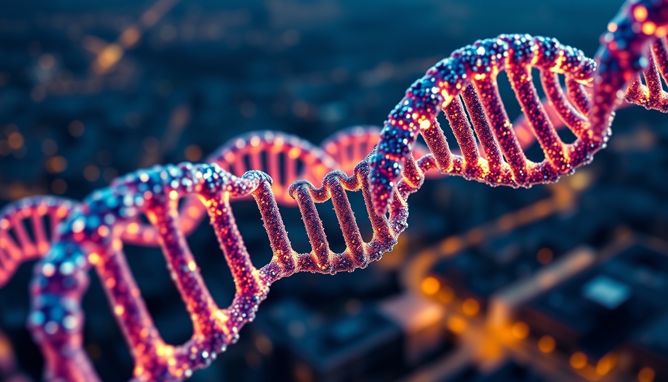 dna double helix 3D render in editorial style