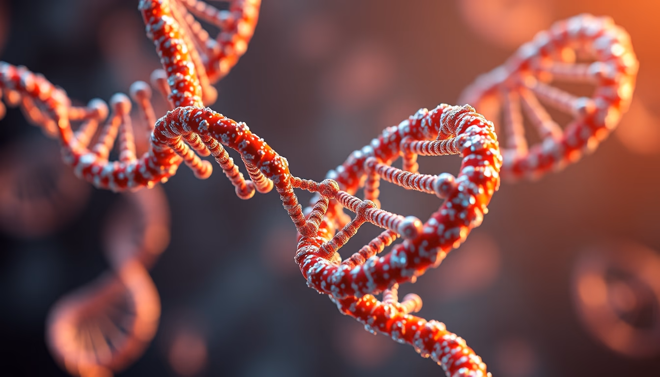 Dna double helix 3D render em estilo editorial