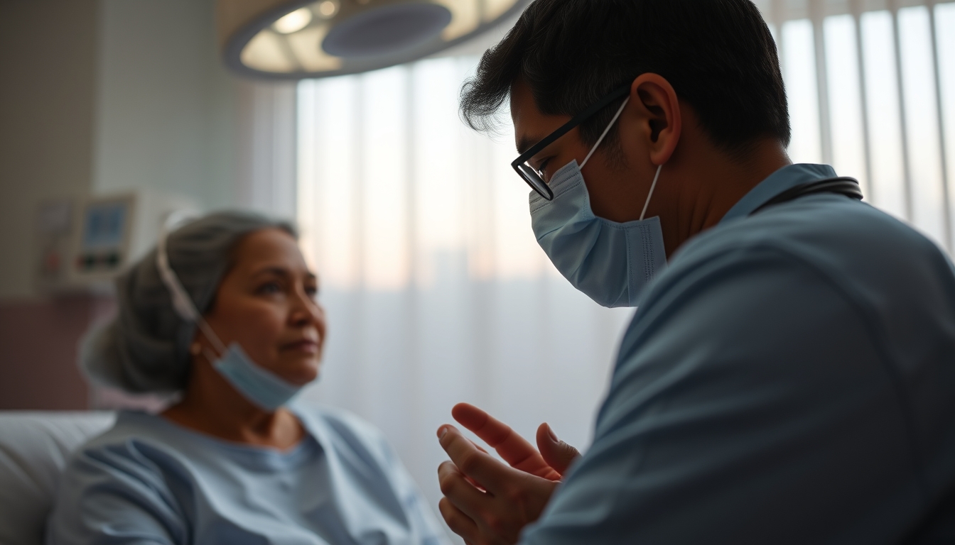 doctor and patient in social security medical exam room in editorial style