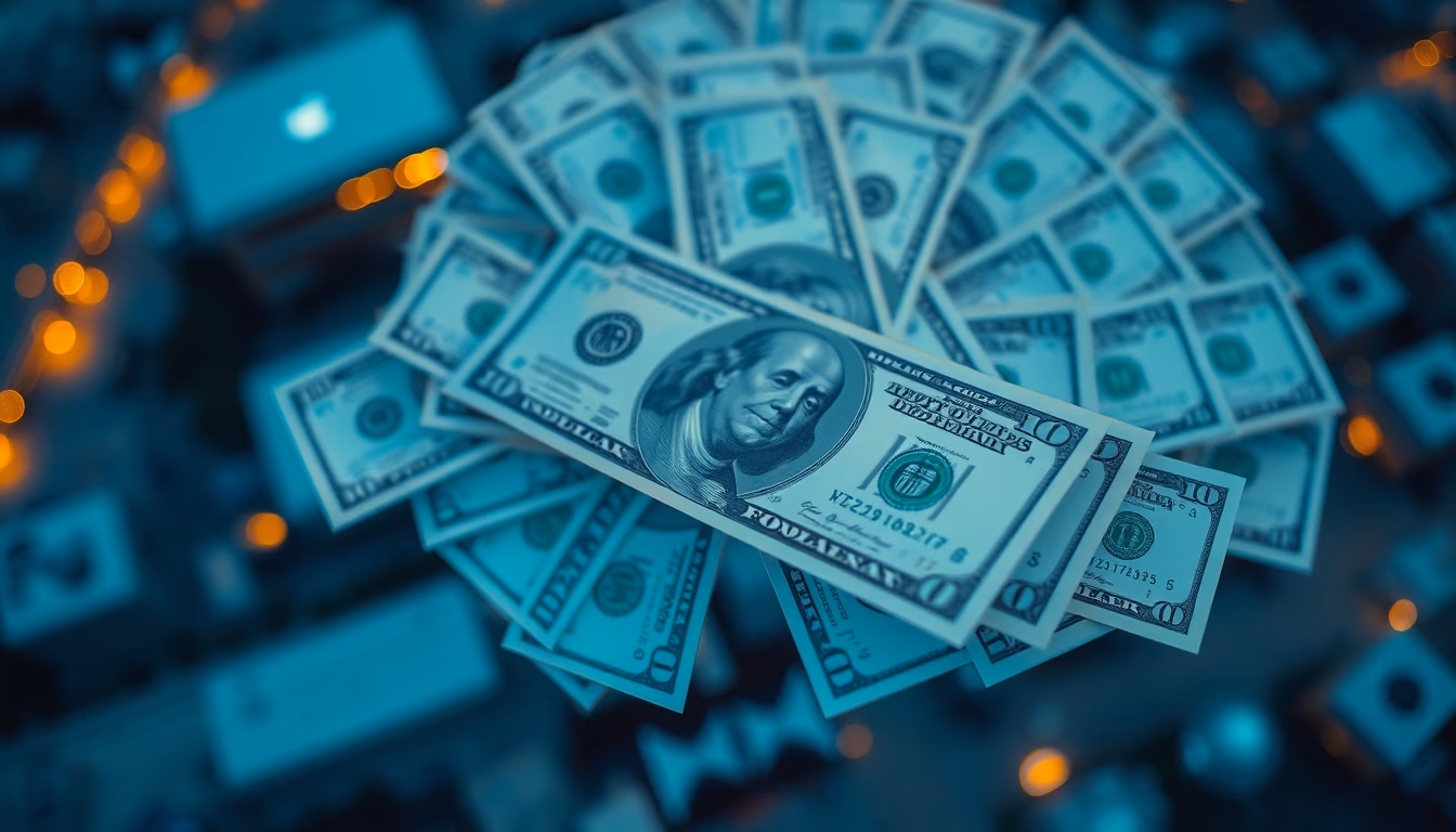 dollar bills fanned out artistically in editorial style