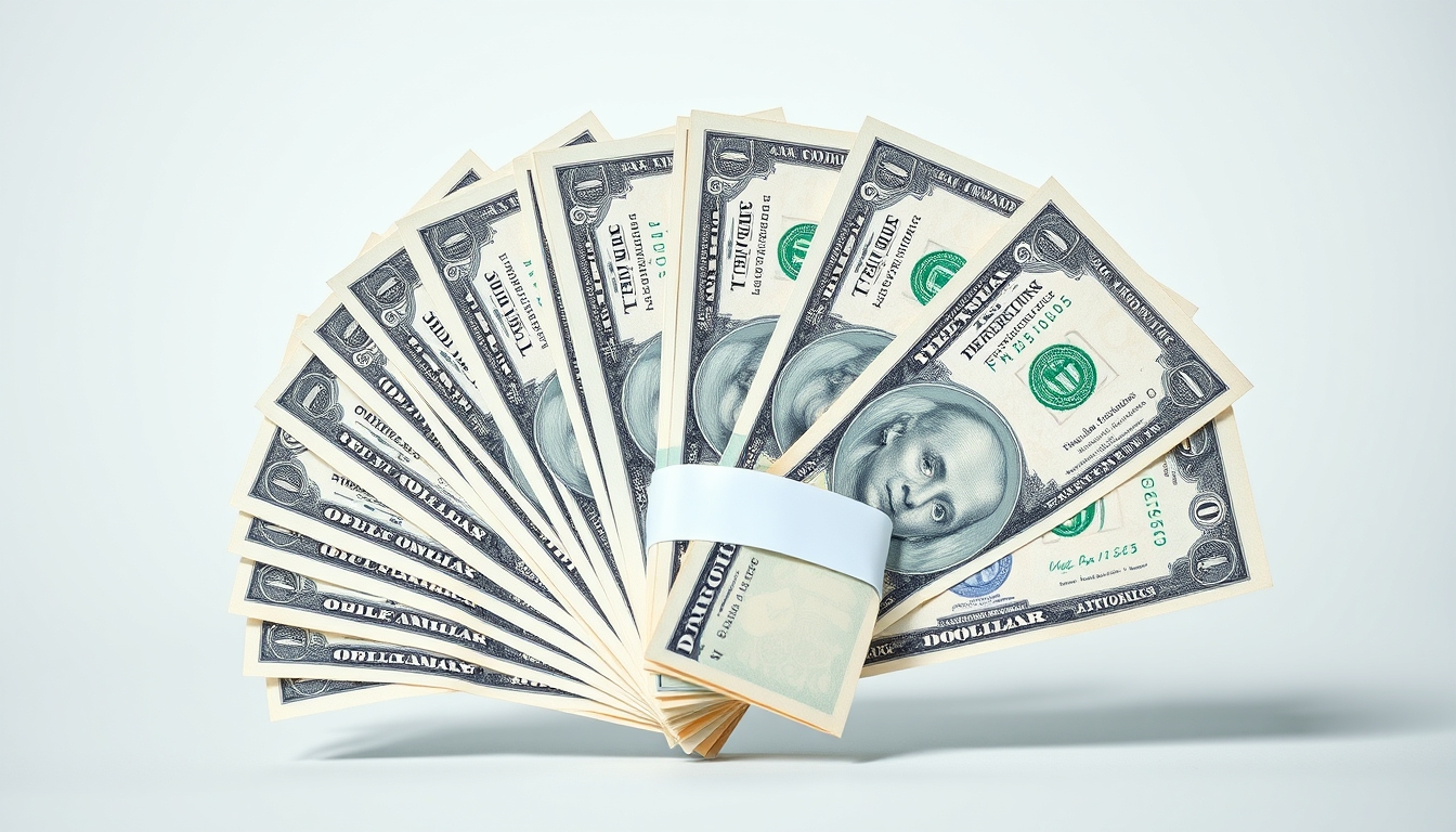 dollar bills fanned out artistically in editorial style