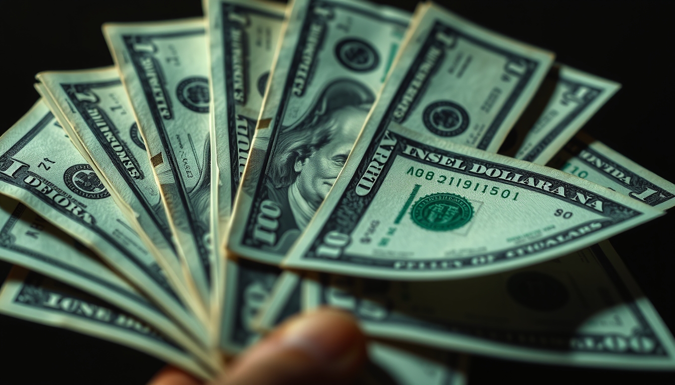 dollar bills fanned out artistically in editorial style