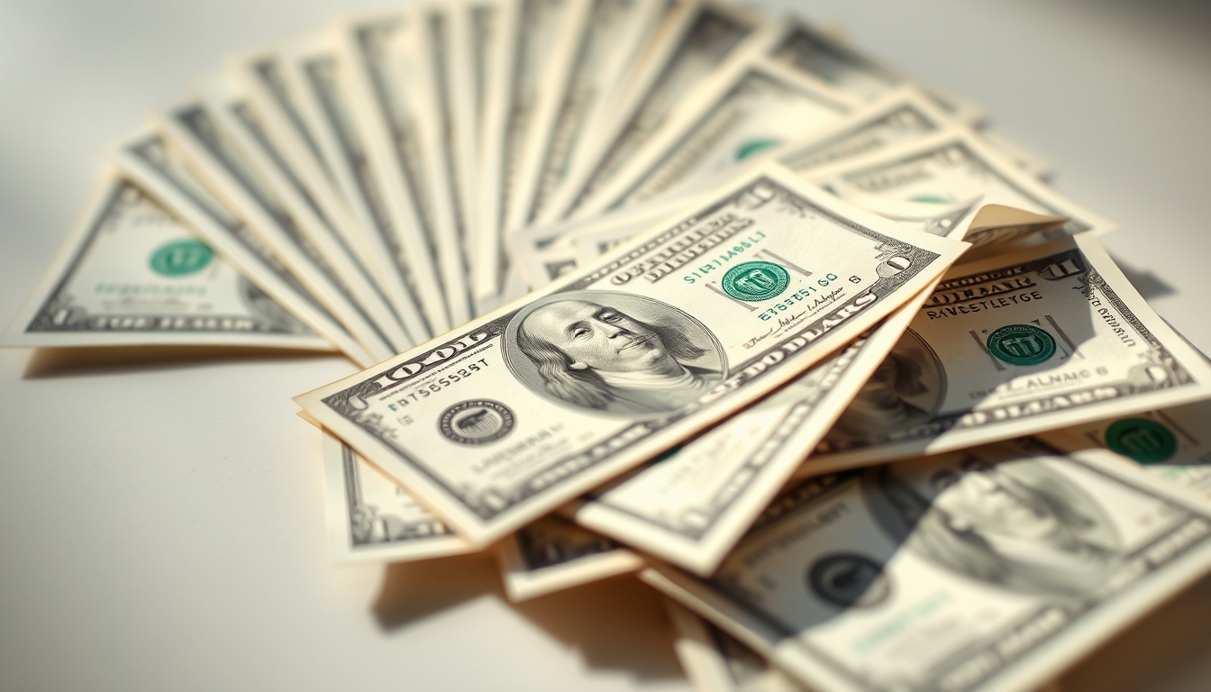 dollar bills fanned out artistically in editorial style