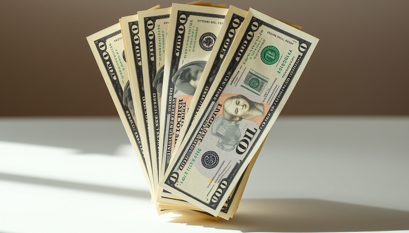 dollar bills fanned out artistically in editorial style