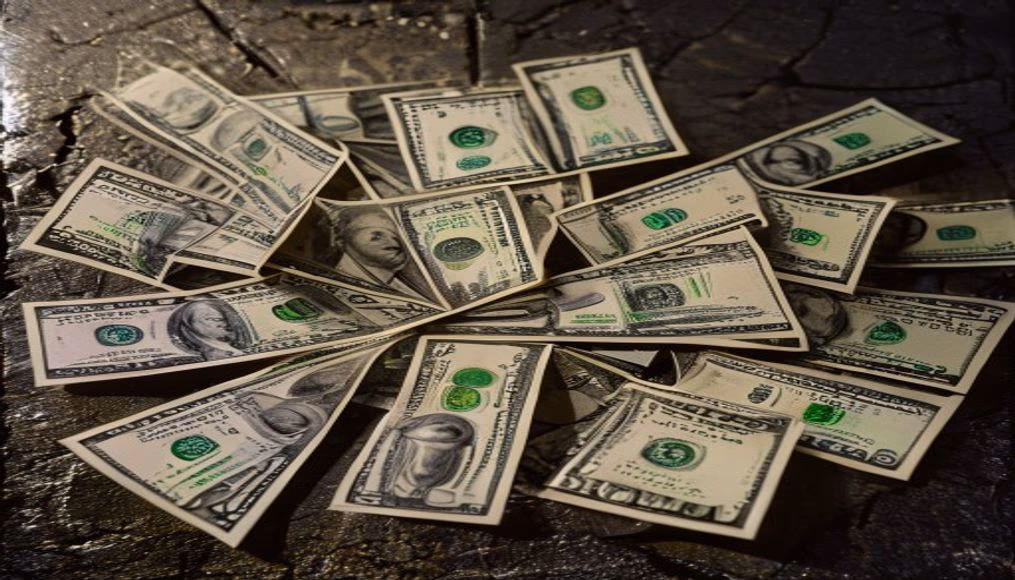 dollar bills fanned out artistically in editorial style