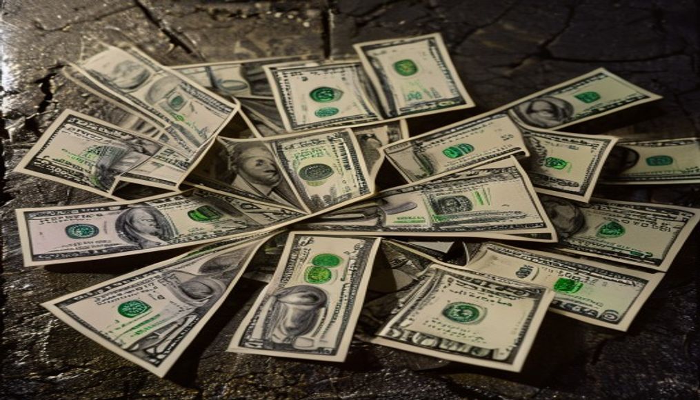 dollar bills fanned out artistically in editorial style