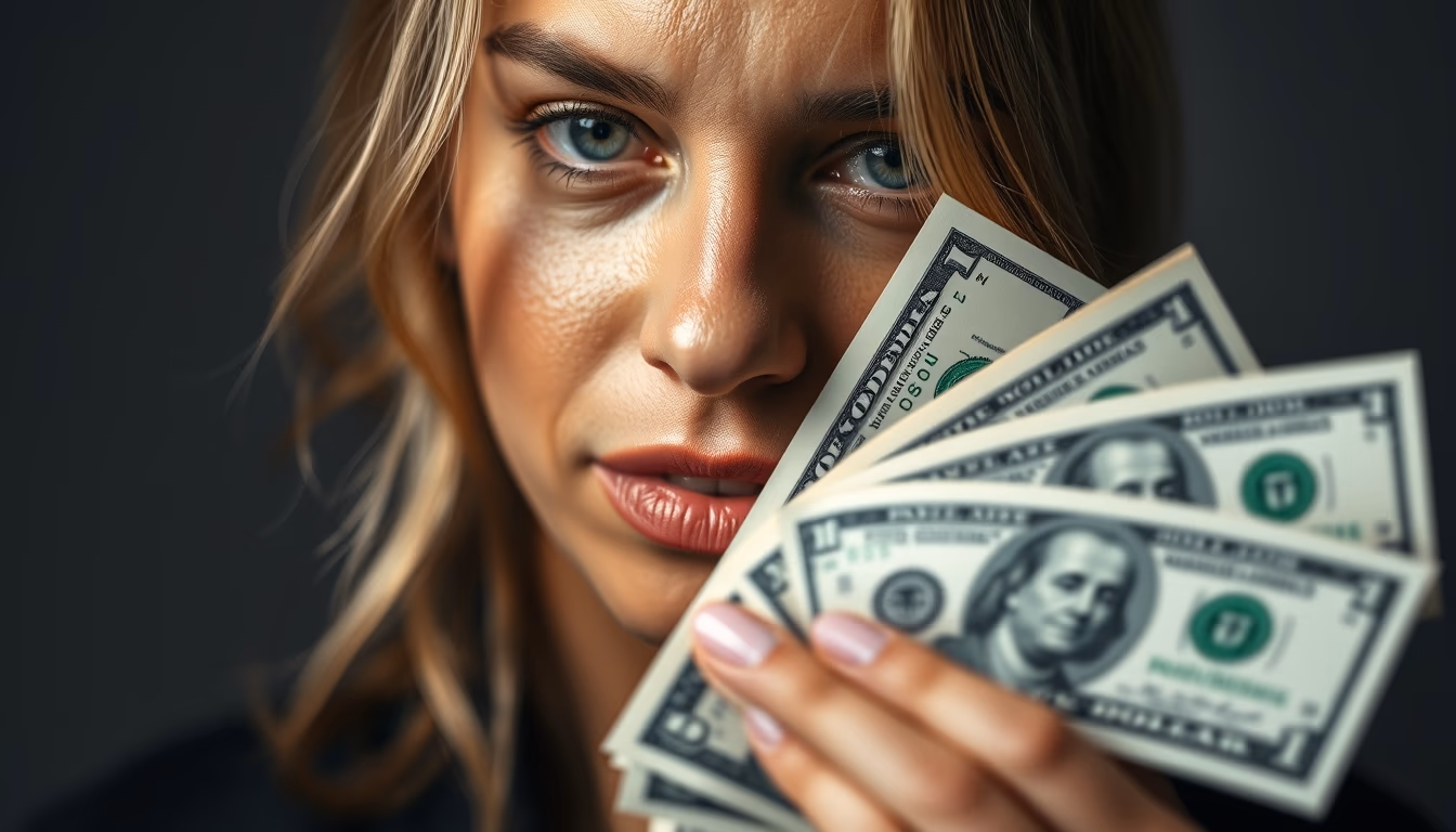 Dollar bills fanned out artistically em estilo editorial