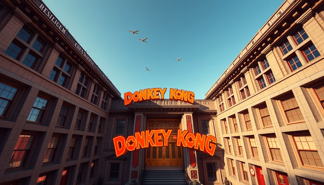 donkey kong screen retro in editorial style