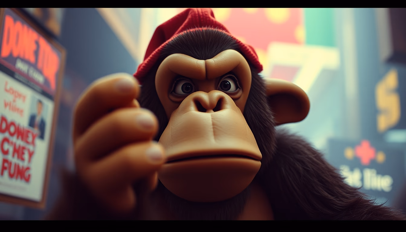 donkey kong screen retro in editorial style