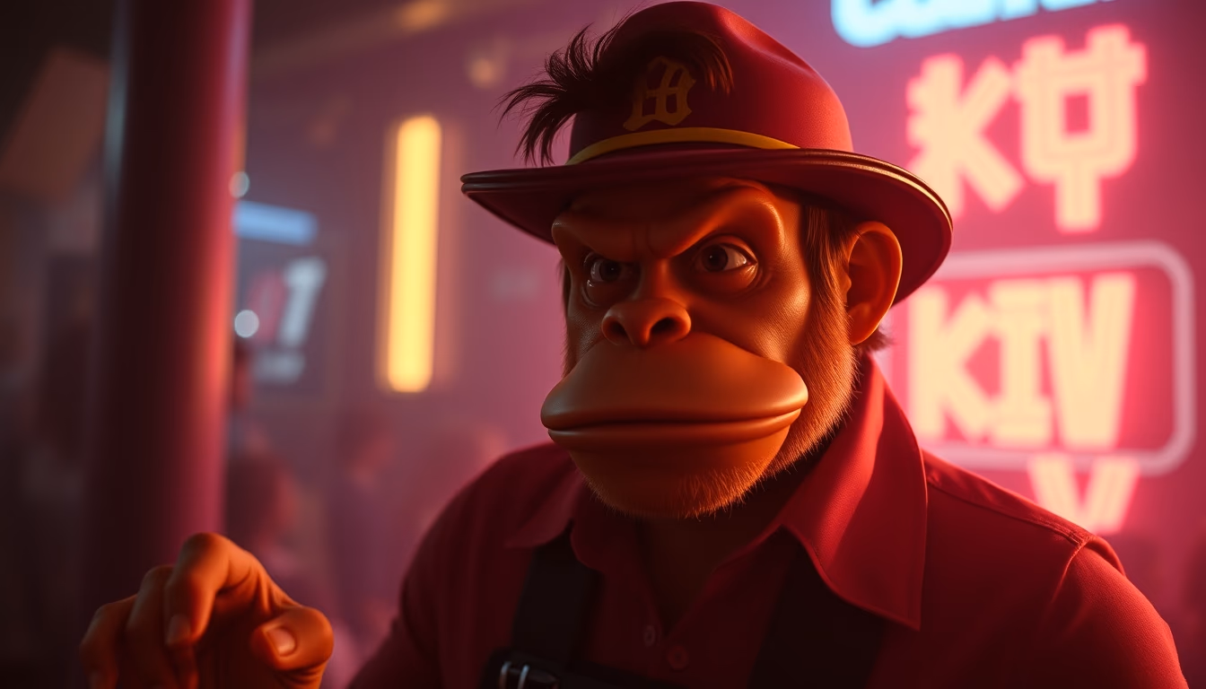 donkey kong screen retro in editorial style