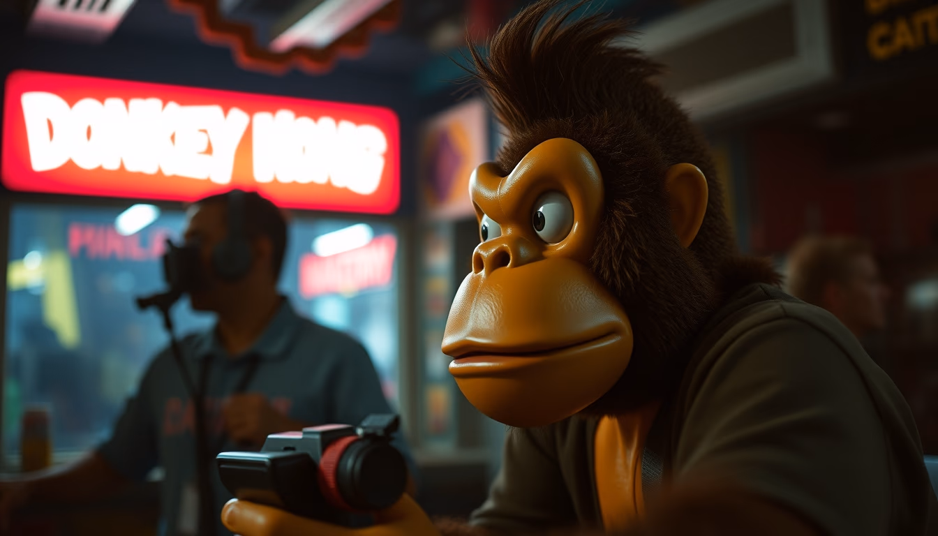 donkey kong screen retro in editorial style