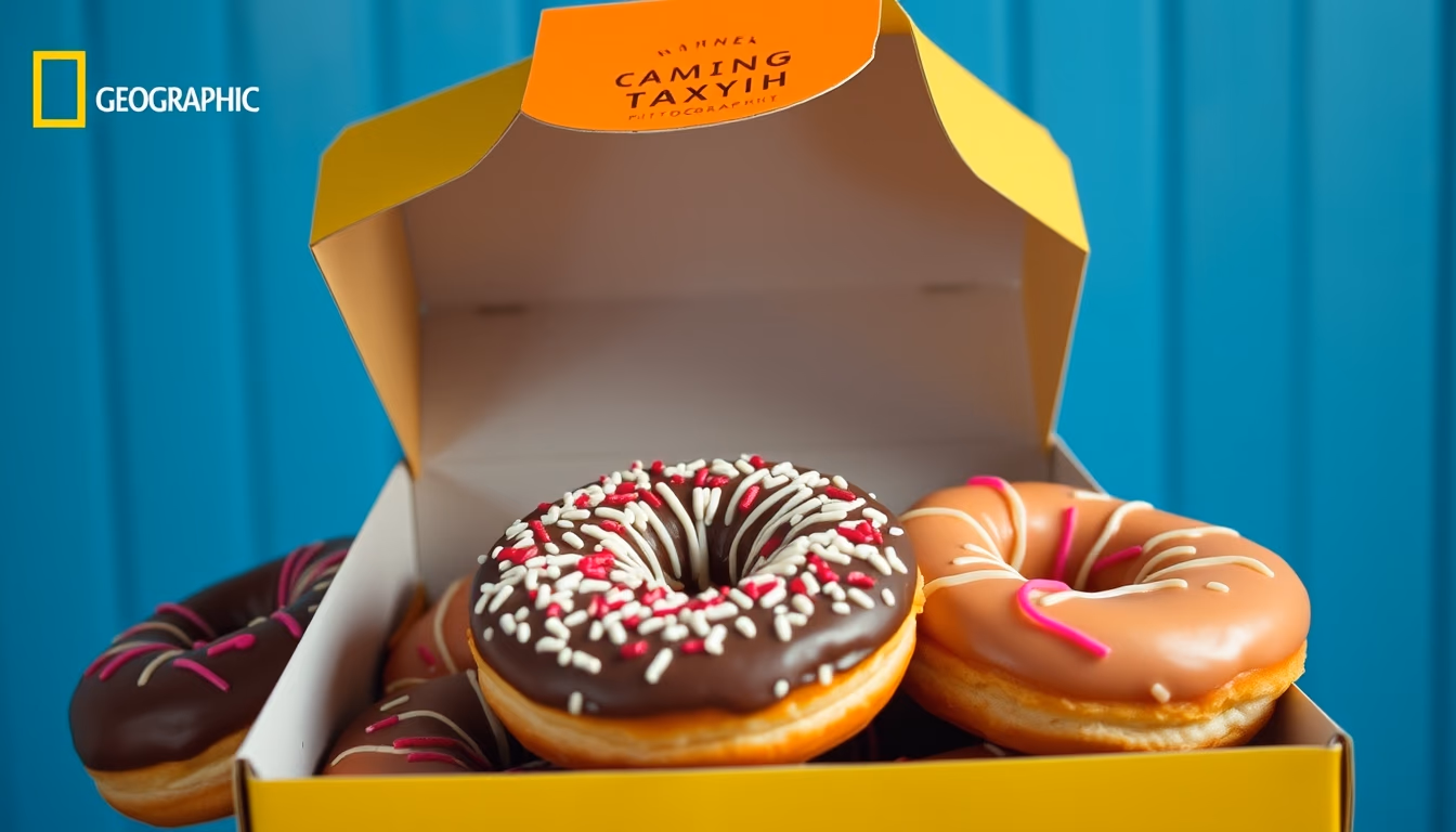 donut box variety in editorial style