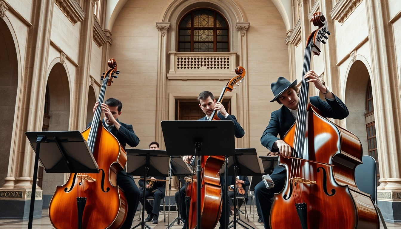 double bass orchestra in editorial style