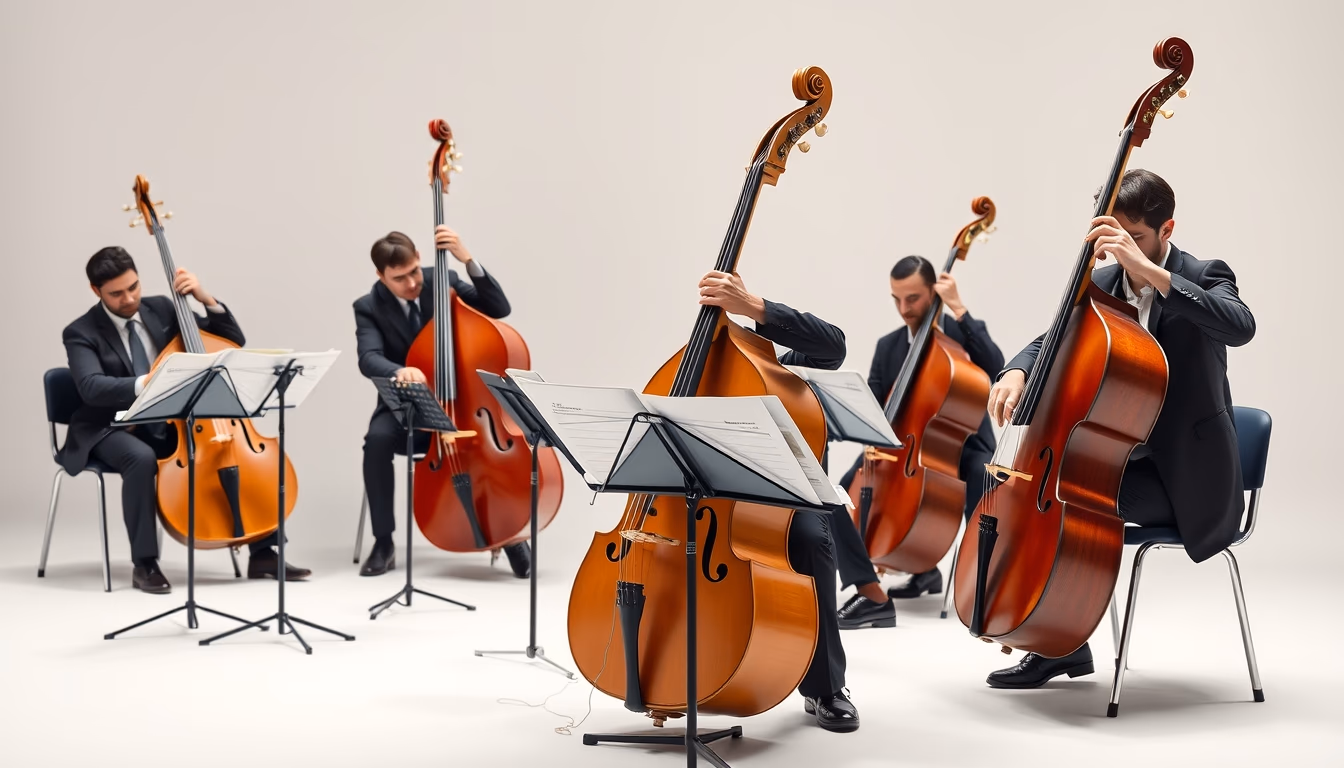 double bass orchestra in editorial style
