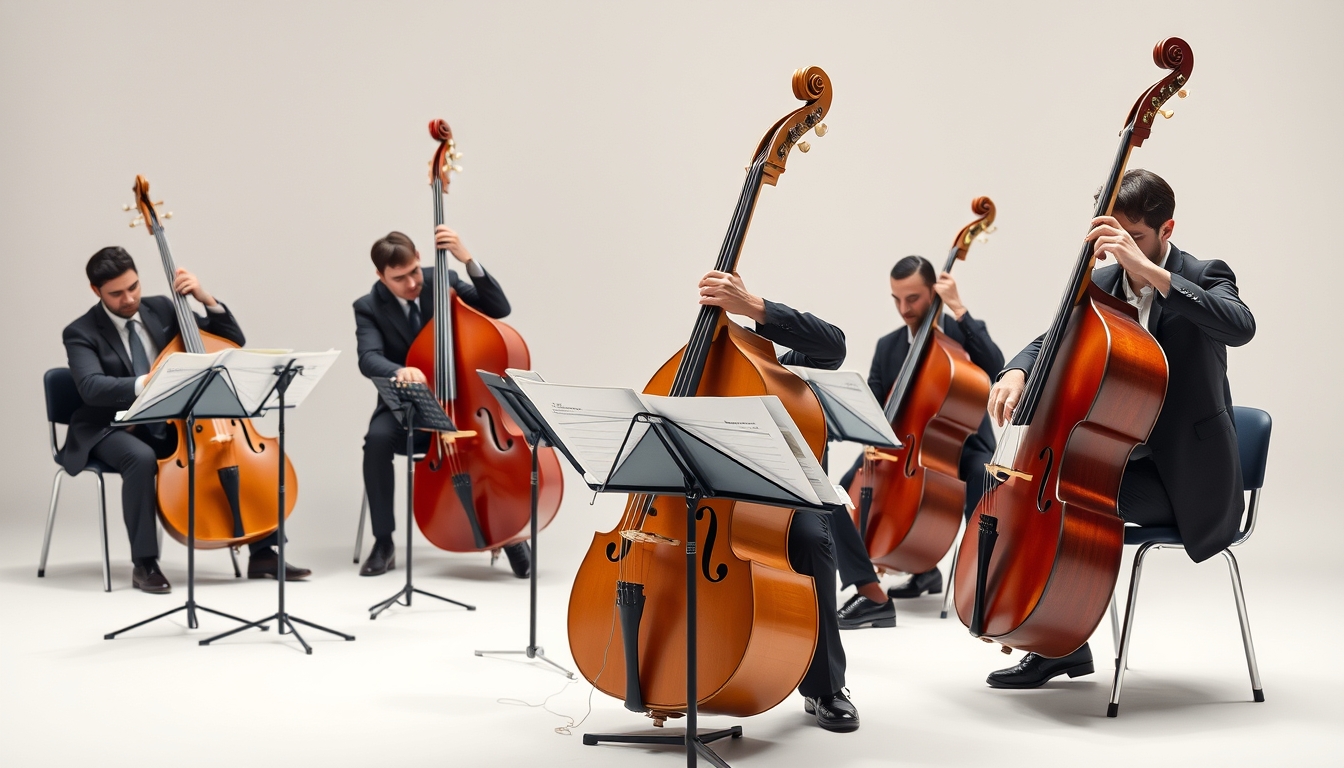double bass orchestra in editorial style