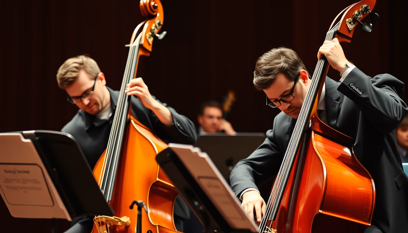 double bass orchestra in editorial style