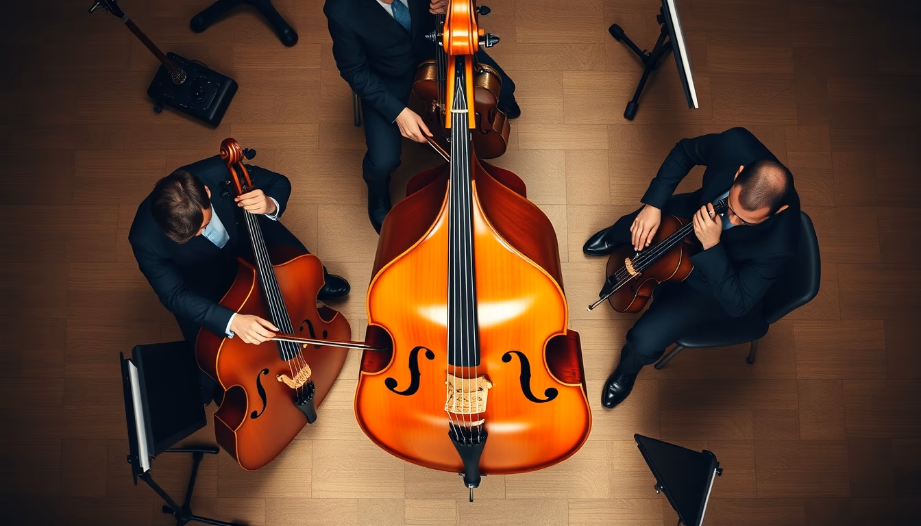 double bass orchestra in editorial style