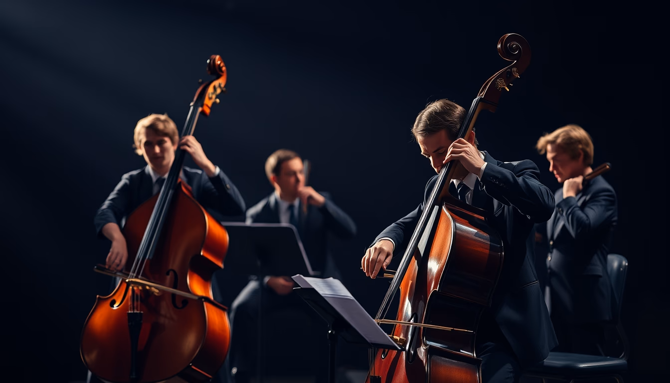 double bass orchestra in editorial style