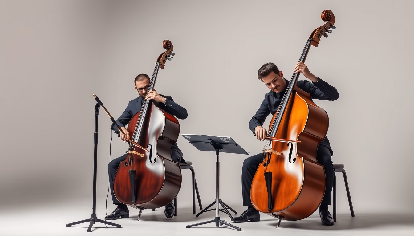 double bass orchestra in editorial style