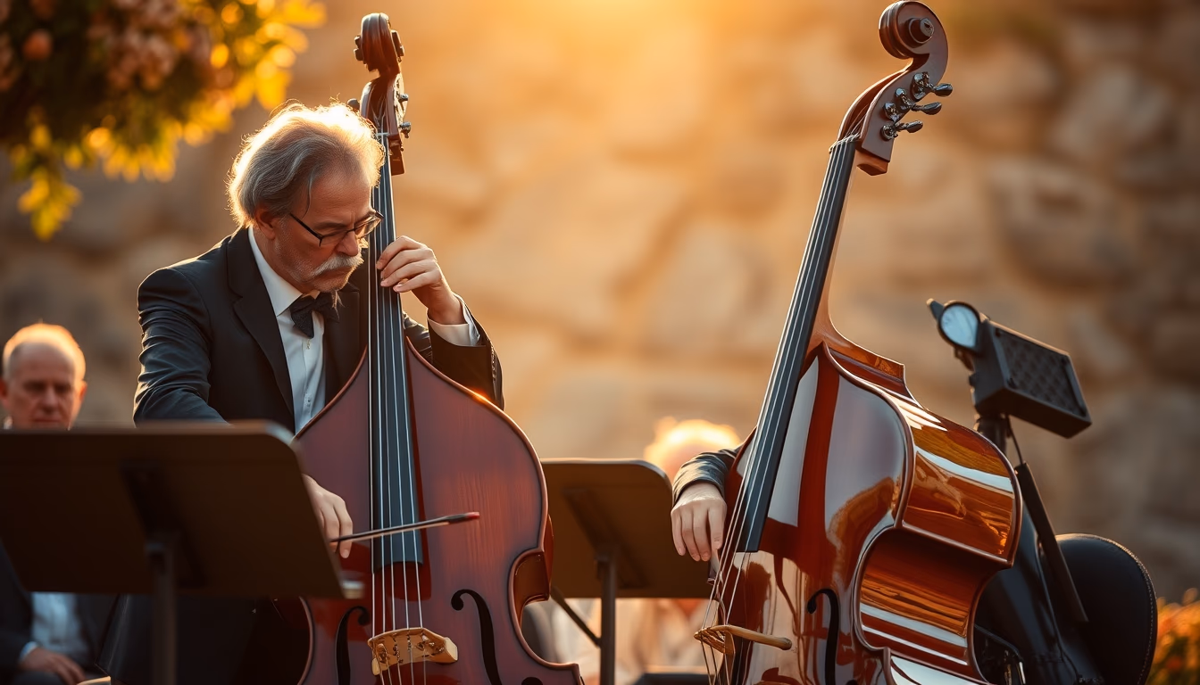 double bass orchestra in editorial style