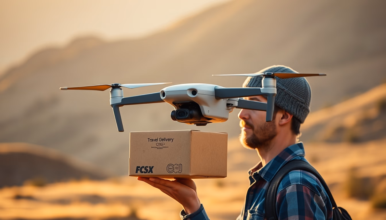 drone delivery package in editorial style