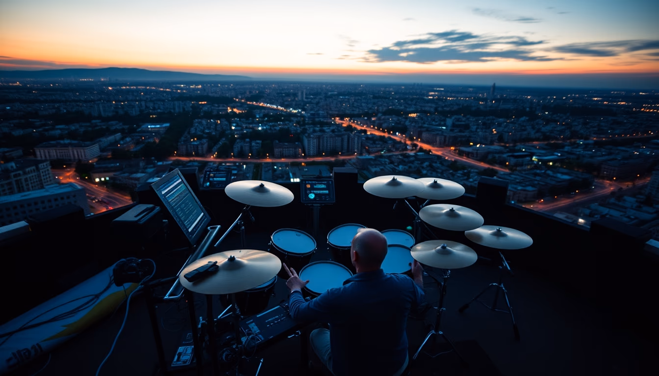 drum machine roland in editorial style