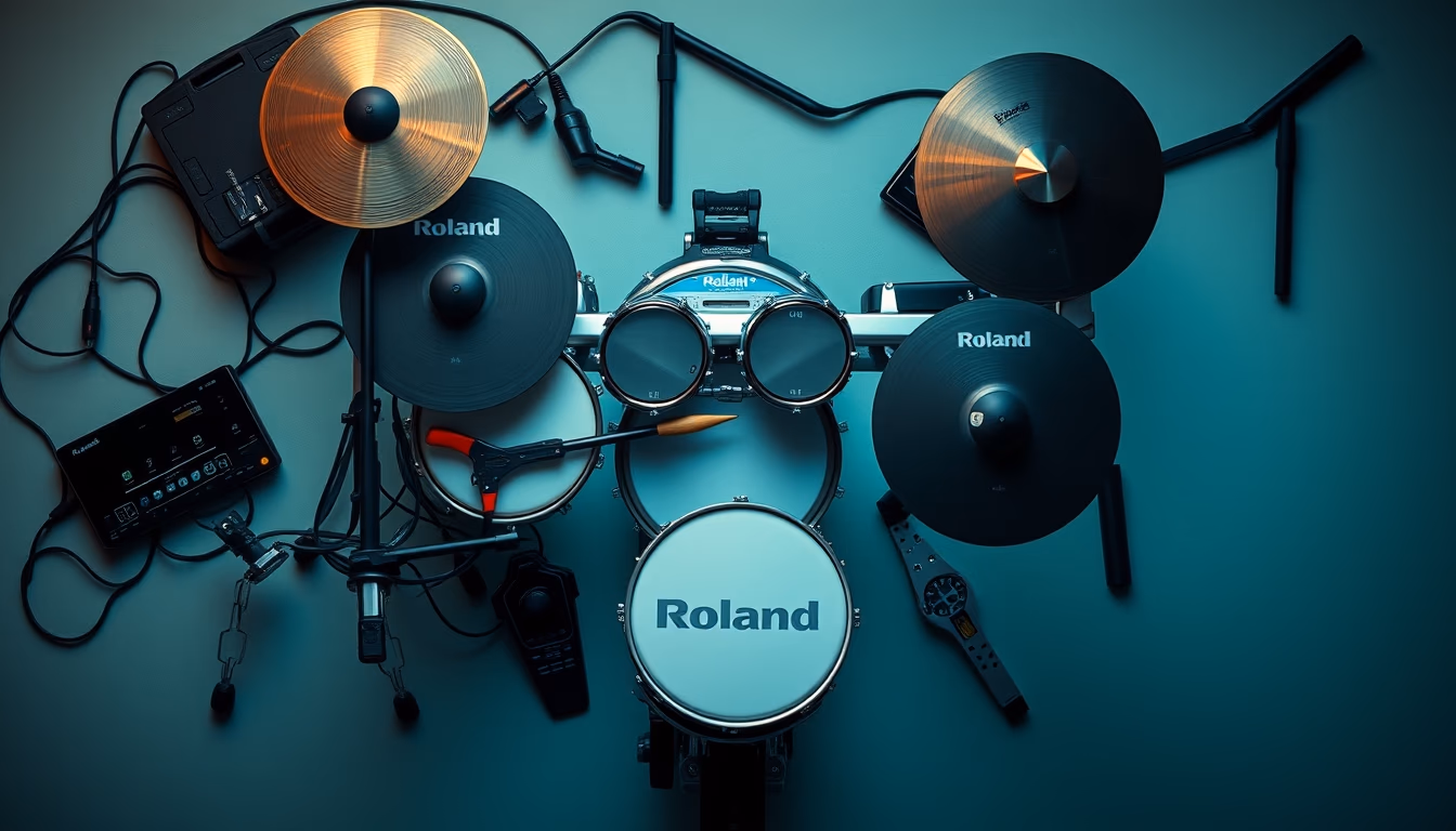 drum machine roland in editorial style