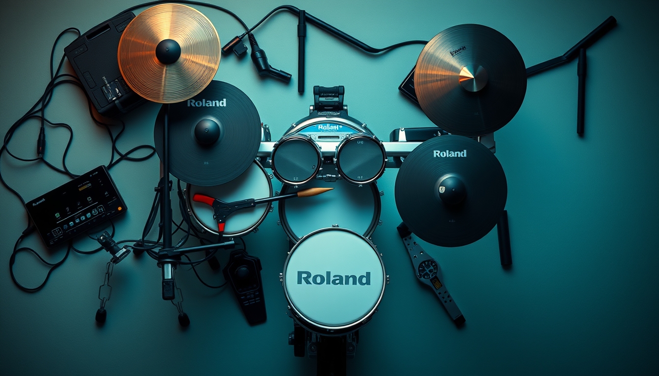 drum machine roland in editorial style