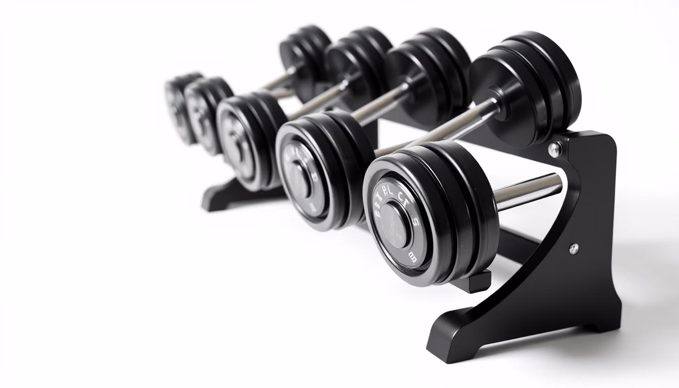 dumbbell rack steel in editorial style