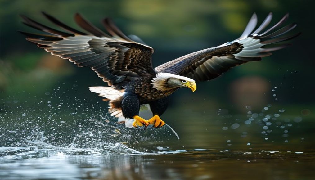 eagle catching fish in editorial style