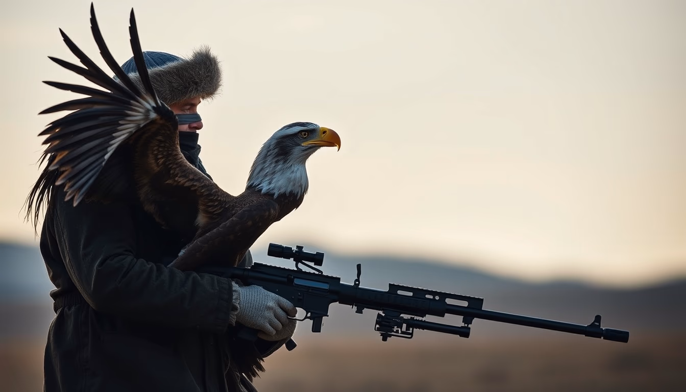 eagle hunter mongolia in editorial style