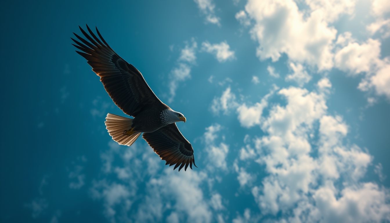 eagle soaring sky in editorial style