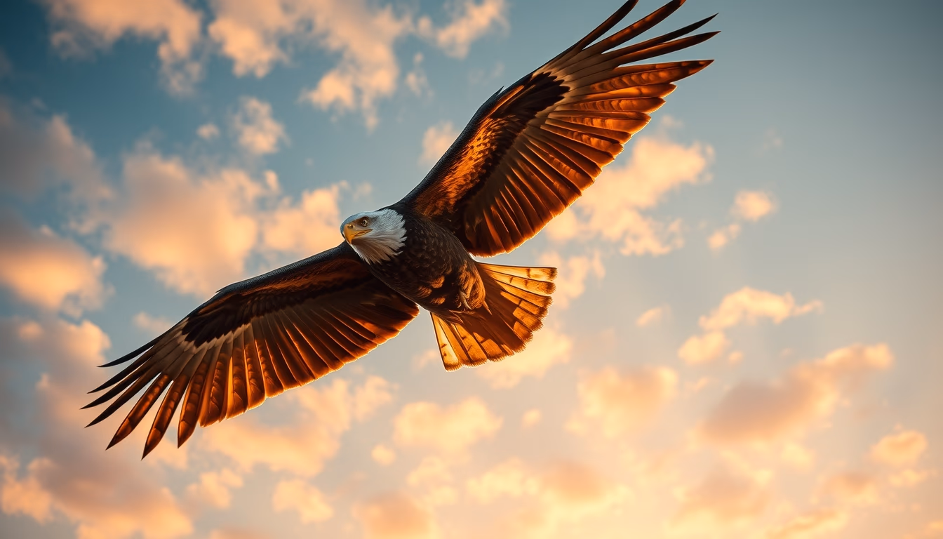 eagle soaring sky in editorial style