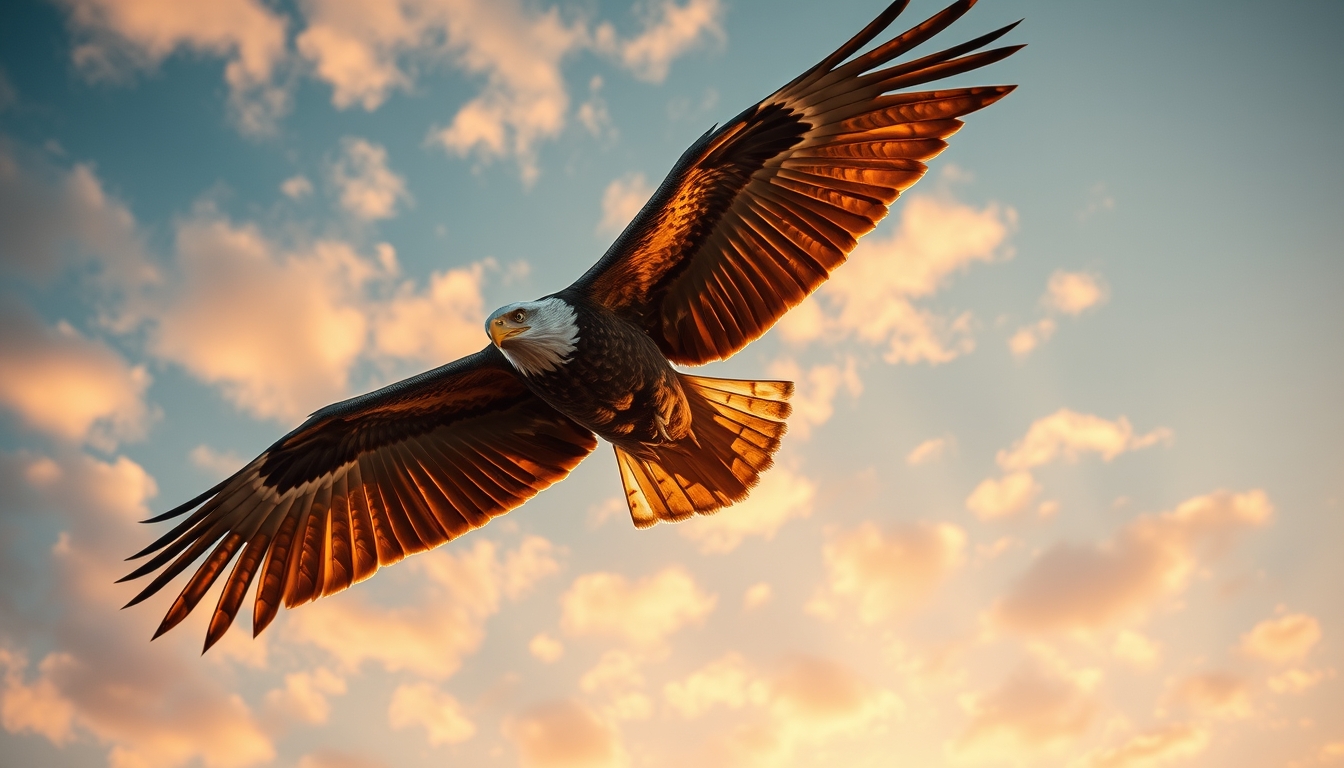 eagle soaring sky in editorial style